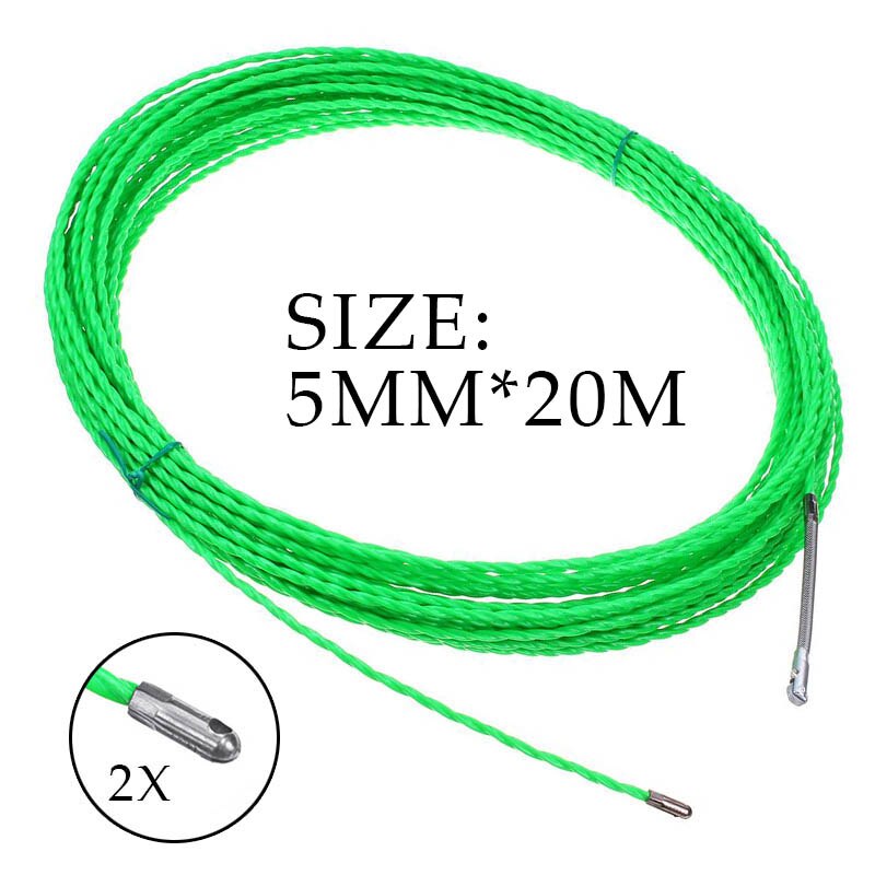 5 Om 50 Meter 5Mm Groene Glasvezel Kabel Push Trekkers Duct Rodder Vis Tape Draad Pom Vis Gelijkspel Tape elektrische Kabel Puller: 20M