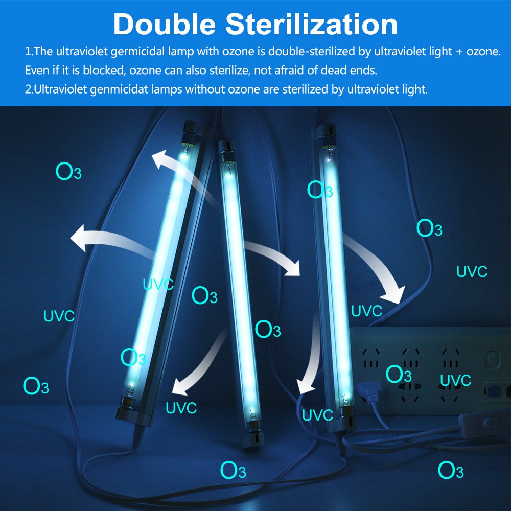 220V 110V Germicidal Light T5 Tube UVC Quartz Ultraviolet Lamps UV Sterilizer Kill Dust Mite UV Ozone Bactericidal Lamp for Home
