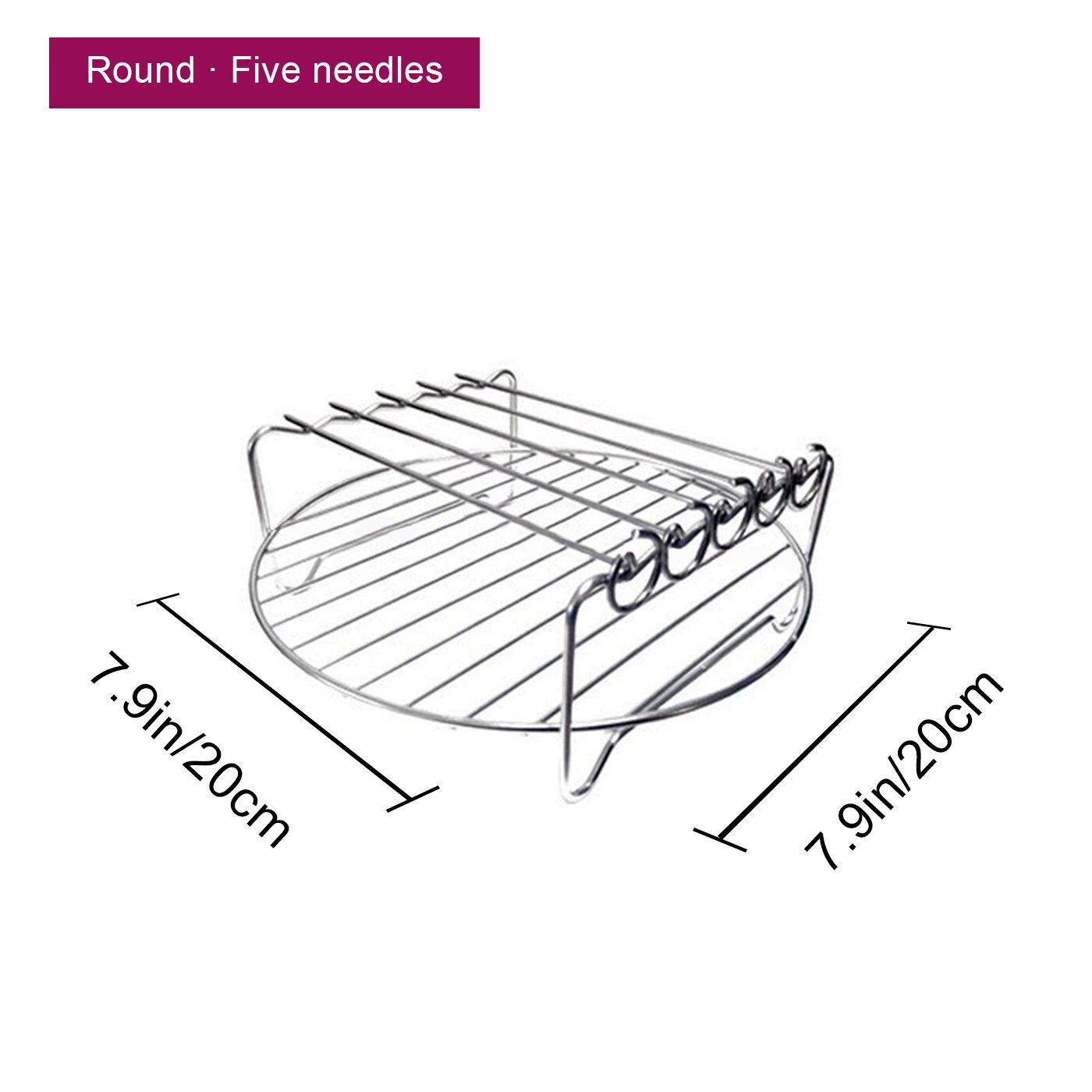 Double Layers Air Fryer Racks Stainless Steel Grill Multi-purpose Roasting Rack Skewers Baking Tray Air Fryer AccessoriesTools: 20cm 5 skewers