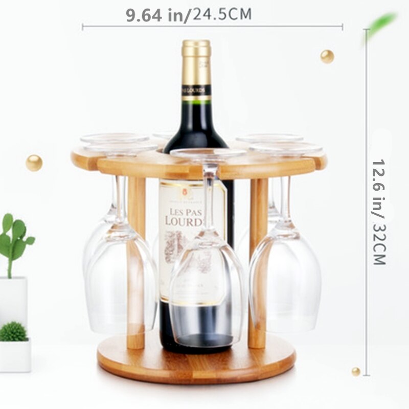 Tabletop Wein Gestell und Stemware Organizer-Hält 1 Flasche und 6 Gläser Holz Lagerung Regal