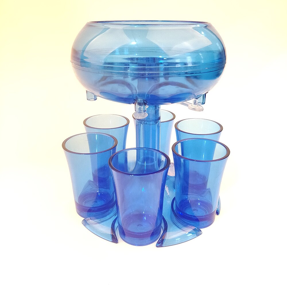 Acryl Materiaal 6 Shot Dispenser Houder Carrier Caddy Liquor Dispenser Wijn Whisky Bier Dispenser Holder Drinken Games Gereedschap: Acrylic Set Blue