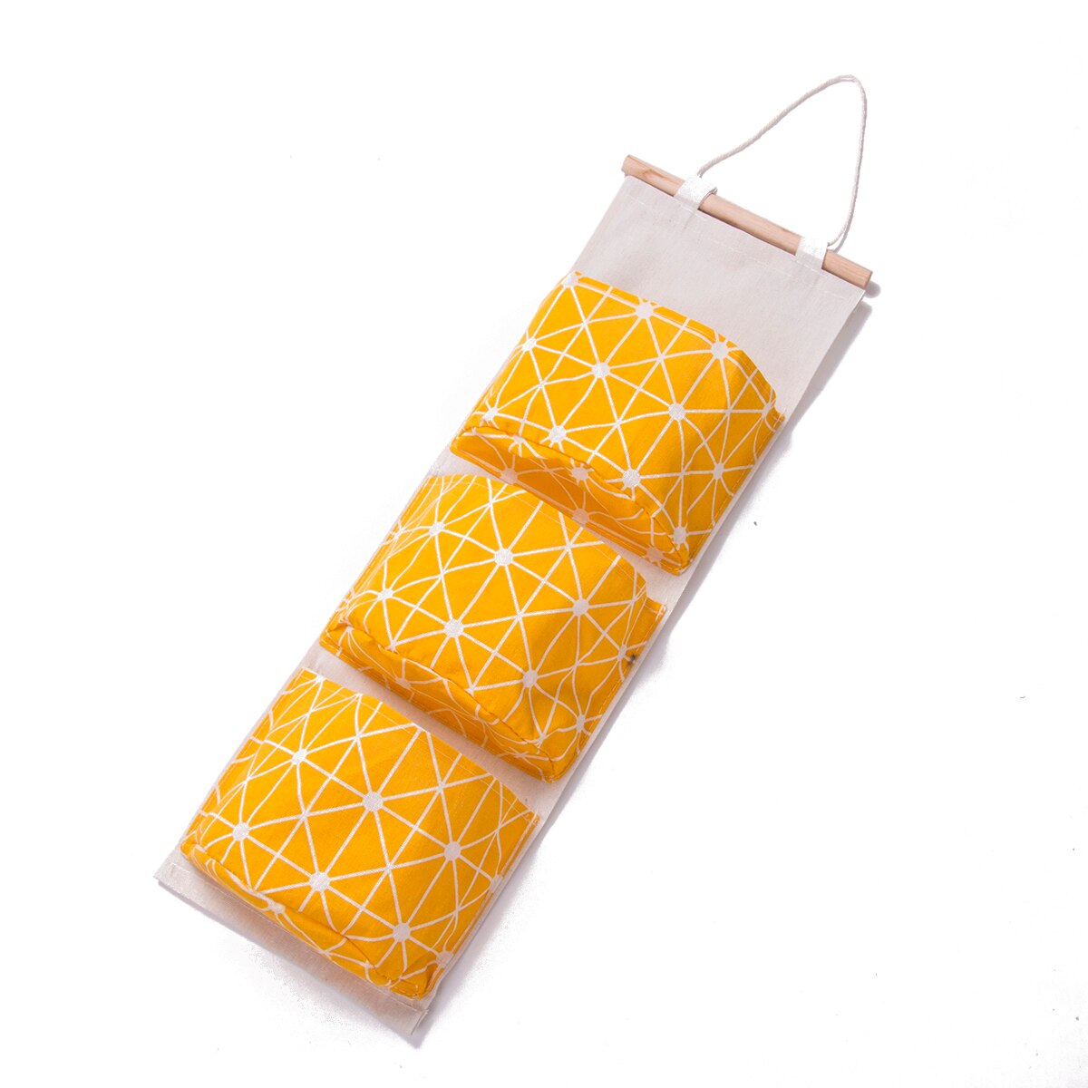 Over Door Hanging Storage Bag Washable Linen Fabric Cabinet Wall Closet Organizer With 3 Pockets Home Bathroom Bedroom Storage