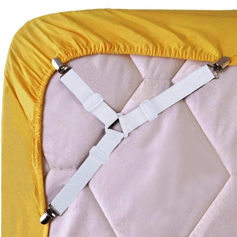 4Pcs Laken Elastische Grijpers Riemverbinder Laken Clips Matrashoes Dekens Houder Huishoudtextiel Organiseren Gadgets