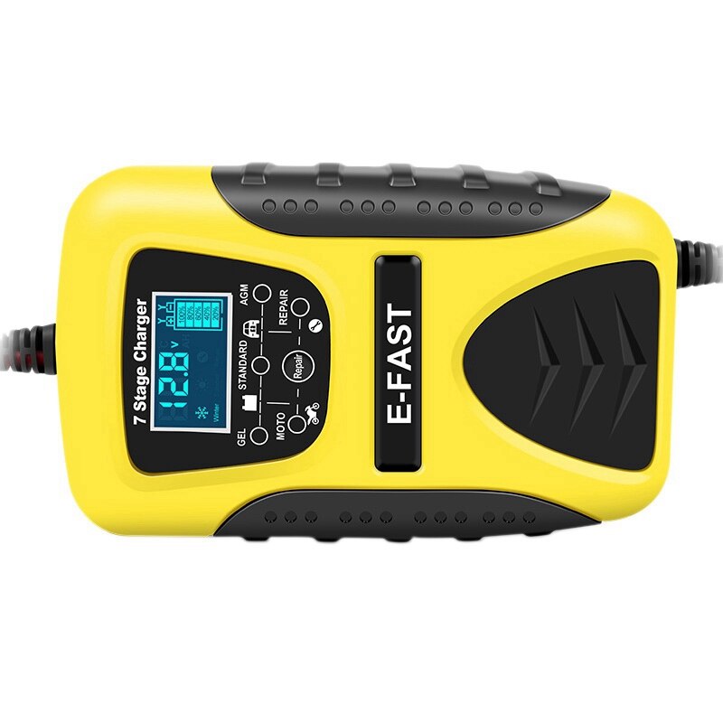 E-Fast 12V 7 Stage Multi-Battery Mode Lead-Acid Battery Charger Power Pulse Repair with LCD Digital Display