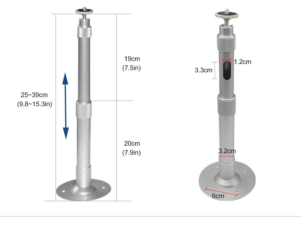 40Cm 60Cm Universele 1/4 6Mm Projector Mini Hanger Plafond Mount Muurbeugel TD90 Leisure 3 W18 P62 k9 Projector Houder Stand: 25cm to 39cm