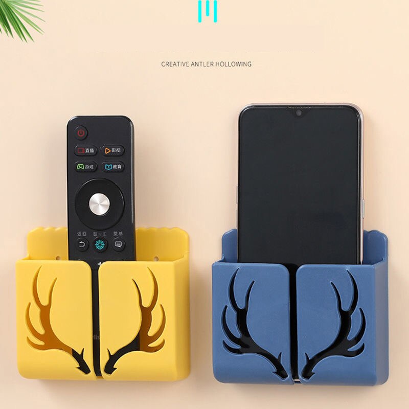 Wall Mounted Storage Organizer Box Remote Control Organizer Case Mobile Phone Plug Charging Holder Rack Home Multifunction Stand