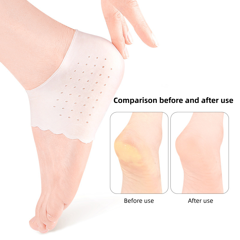 2 stk = 1 par gel hælbeskyttelse hallux valgus korrigerer plantar fasciitt fot smertelindring silikon ortose pleie pedikyr