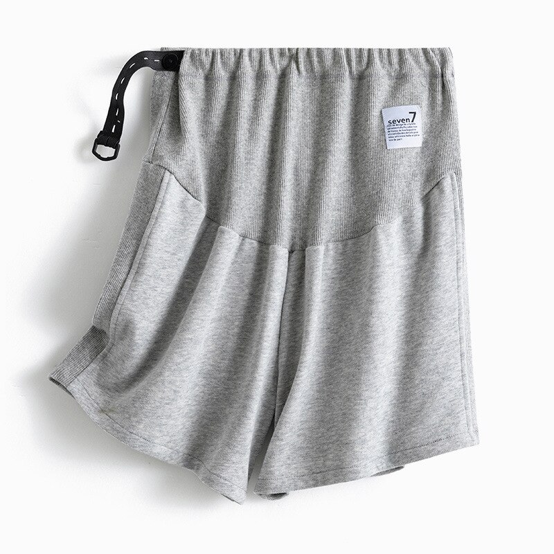 Pantalones cortos de maternidad para mujer embarazada, pantalón de chándal informal de cintura alta, con soporte para el Abdomen, de secado rápido: Gris / M