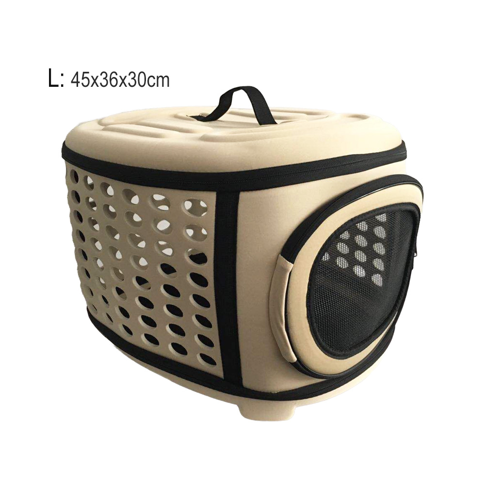 Torba transportowa dla psa i kota w jednolitym kolorze, składana, torba podróżna eva, przenośna torba na ramię dla małych psów i szczeniąt, robić noszenia na zewnątrz, mała: L-beżowy