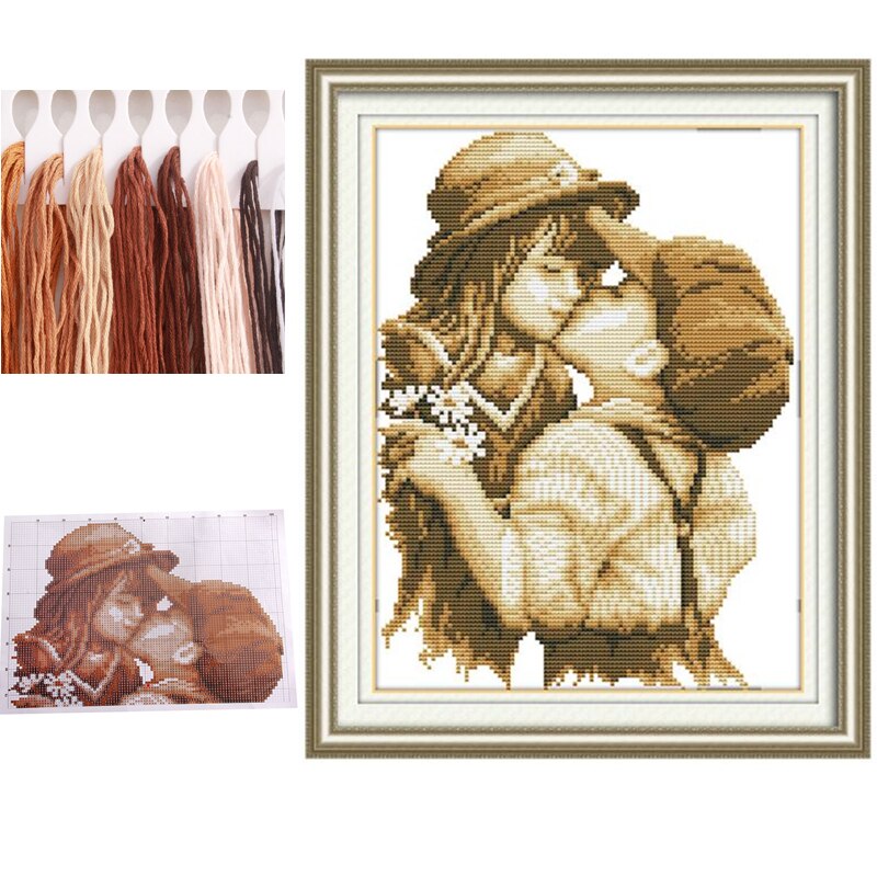 DIY Needlework Cross Stitch Kits Embroidery Needlework Sets First Romantic Kiss Pattern Counted Bead Cross-Stitching