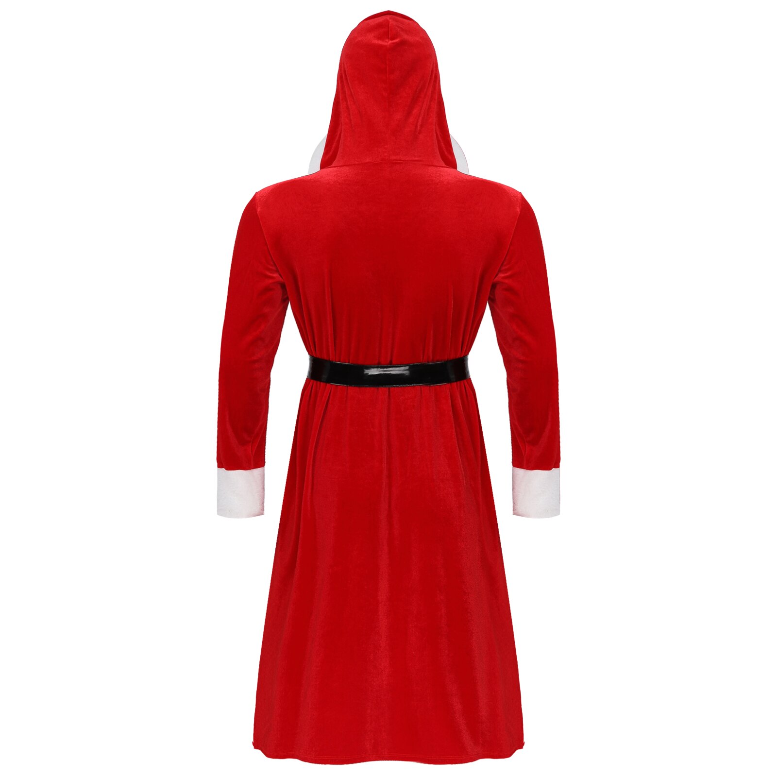 Heren Kerst Fluwelen Hooded Badjas Nachtjapon Open Voorzijde Nacht-Gewaad Met Lakleer Riem Flanel Nachtkleding Kimono voor Mannen