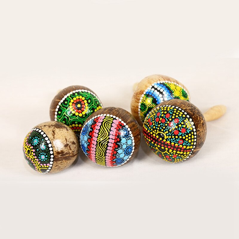Coconut Shell Sand Hammer Shaker Aslatua Gourd Kashaka Indonesia Shaker Rattle Percussion Musical Instrument Toy