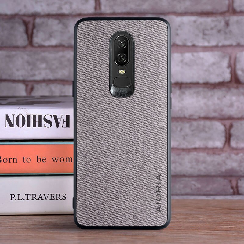 Case voor Oneplus 6 coque Luxe textiel Lederen huid zachte TPU harde pc-telefoonhoes voor Oneplus 6 case funda