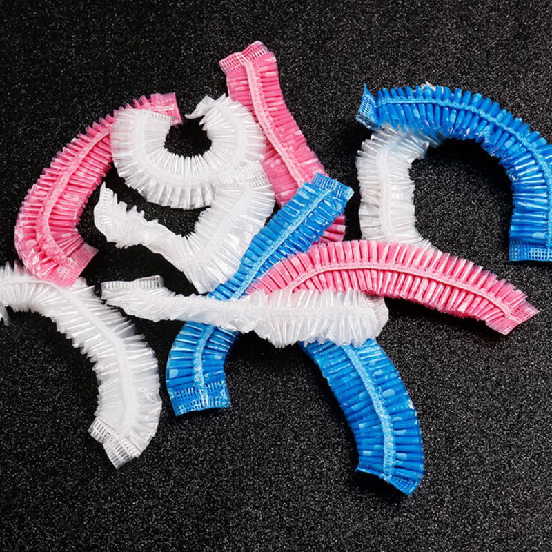 Bonnet de douche jetable en 100 pièces | Fournitures de salle de bain, capuchon de douche élastique en plastique imperméable