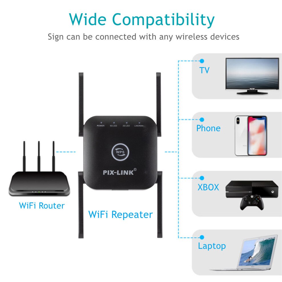 INIOICZMT LV-AC24 Drahtlose 2,4G/5Ghz WiFi Verstärker Verlängerung 1200Mbps Wi-Fi Verstärker 802,11 N Lange Palette AP WI FI Signal Booster