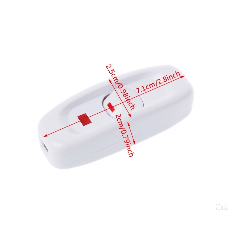 Compact White Plastic In-line Cord Light Lamp Switch 10A 250V with LED Indicator