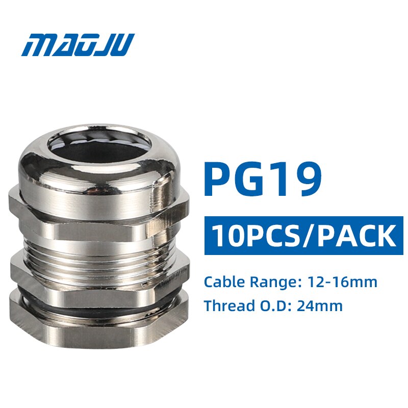 3 stk gratis forsendelse  pg7 pg11 pg9 pg13.5 messing kabelforskruninger metal trækaflastning ledning greb kabel ledningsindgang  pg16 pg19 10 stk pakke: Pg19- 10 stk