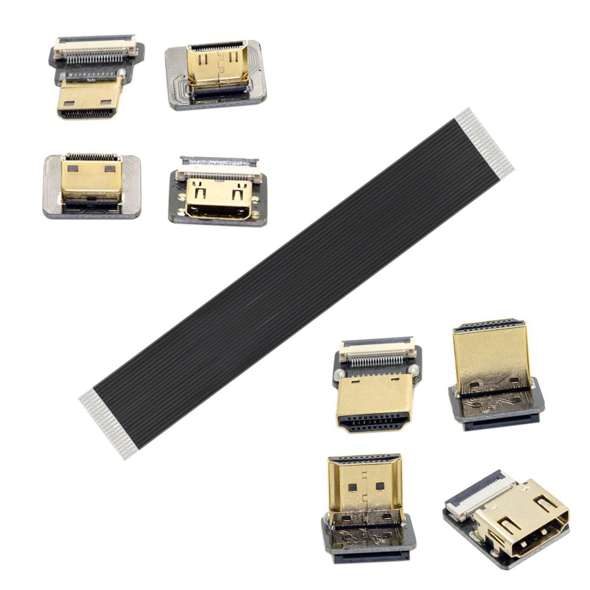 FPC Ribbon Flat HDMI-compatible Cable 10CM-80CM Micro HDMI-compatible Mini 90 degree Adapter for HDTV FPV Aerial