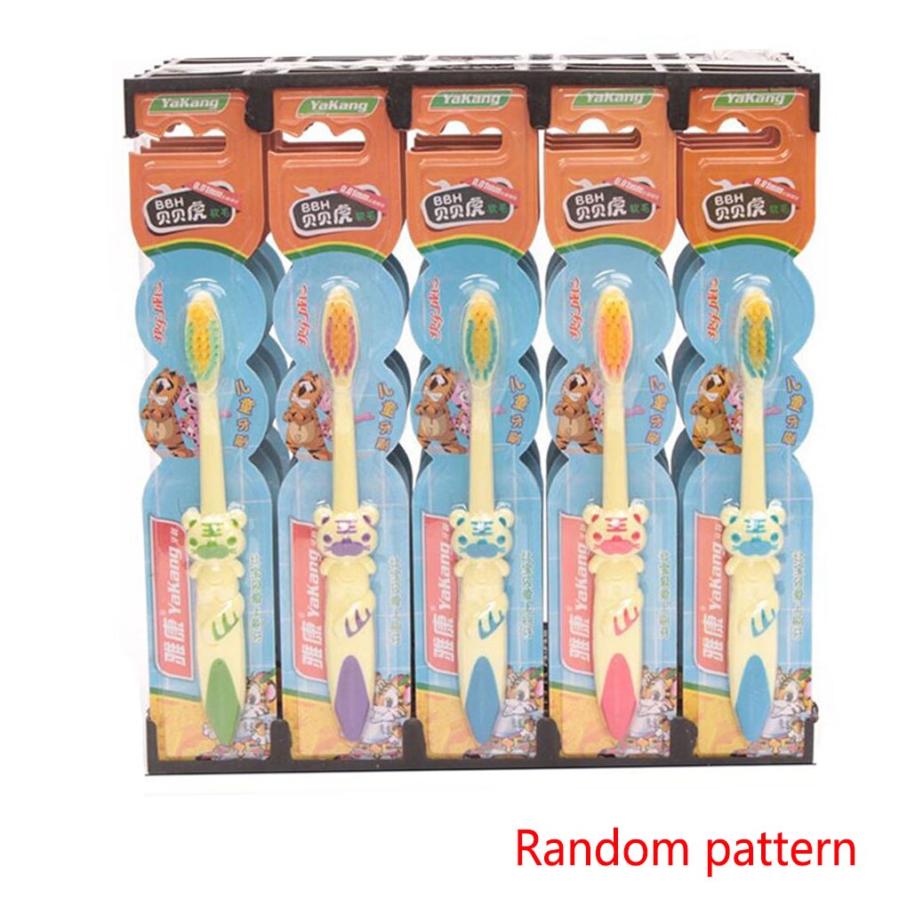 1PC Cartoon Kinder Zahnbürste Kunststoff Griff Nylon Weichen Borsten Zahnbürste Zufällige Farbe