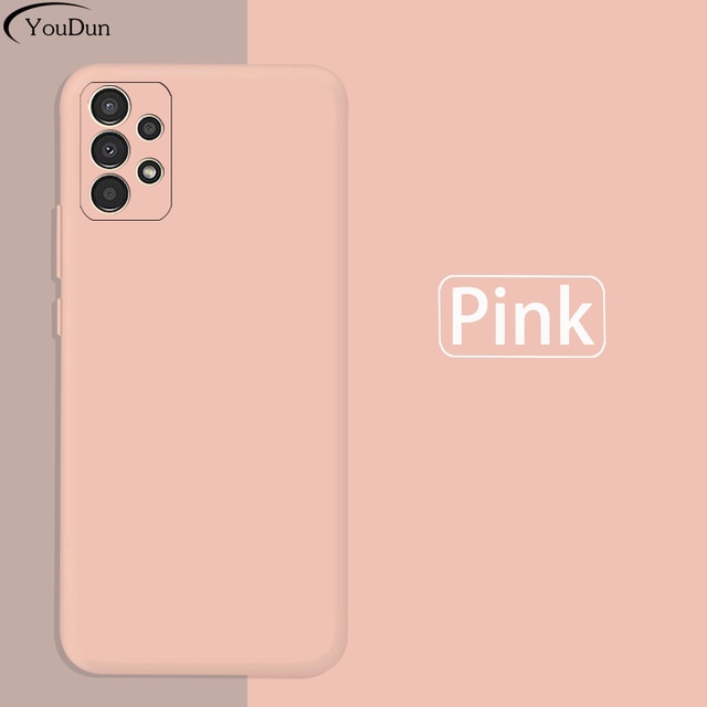 Nova caixa do telefone do silicone quadrado para samsung a13 4g na capa samsung galaxy a13 a 13 SM-A135F original câmera protetora caso de volta: Pink