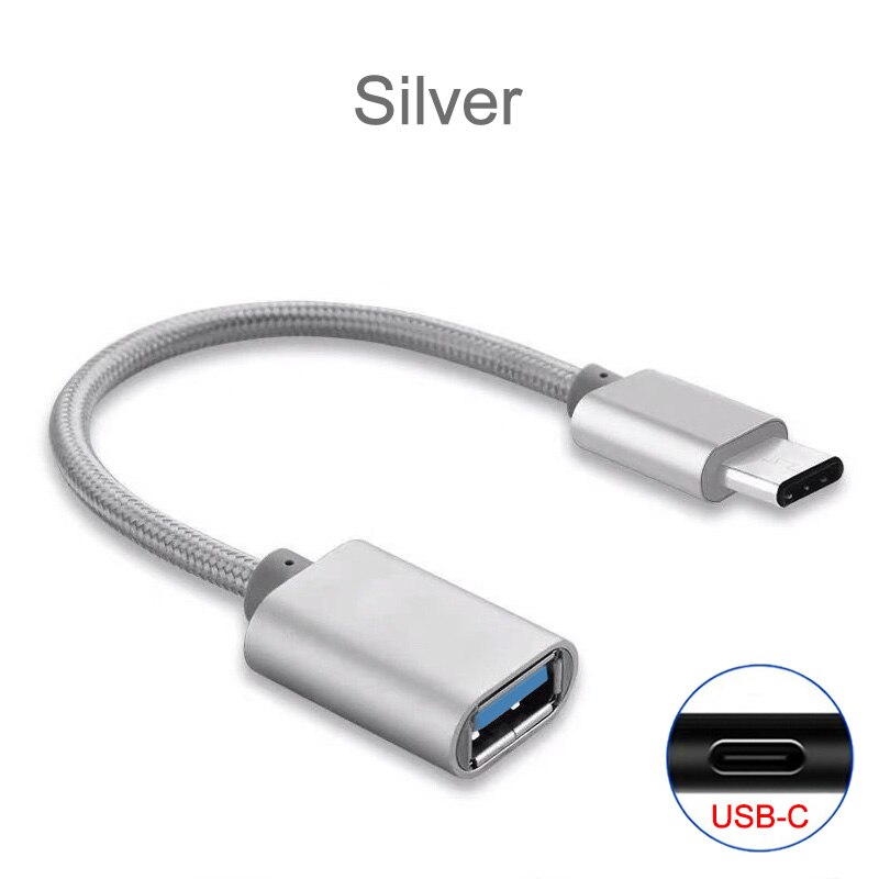 USB al tipo-C OTG adaptador de Cable para Samsung Galaxy Nota 8 9 10 20 S8 S9 S10 S10E S20 S21 Plus Ultra Lite + 5G USB-C OTG convertidor: Plata