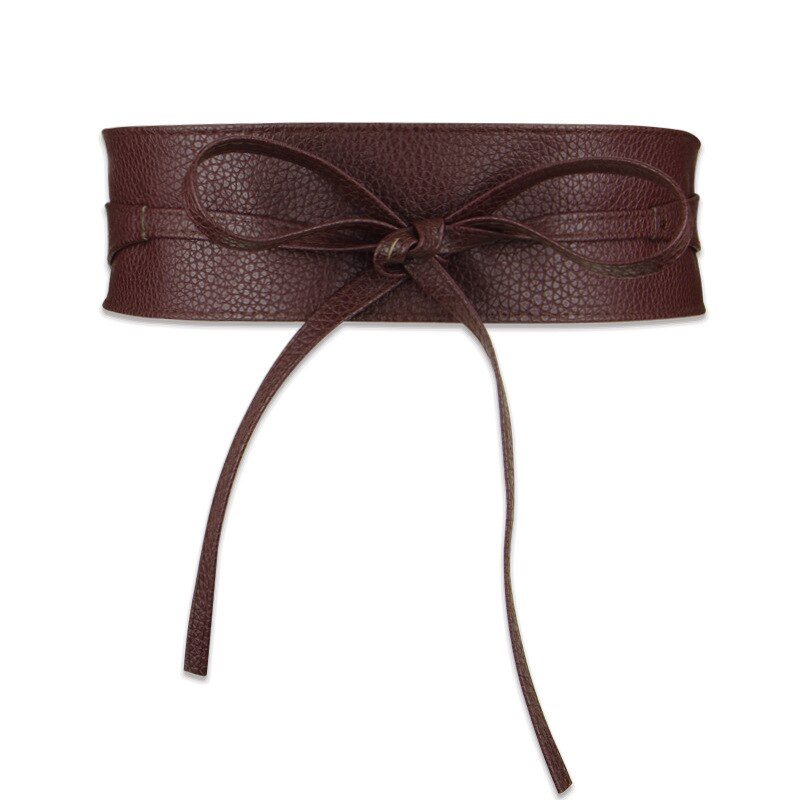 1PC Spring Autumn Women Lady Metallic Color Soft Faux Leather Wide Belt Self Tie Wrap Waist Mujer Dress