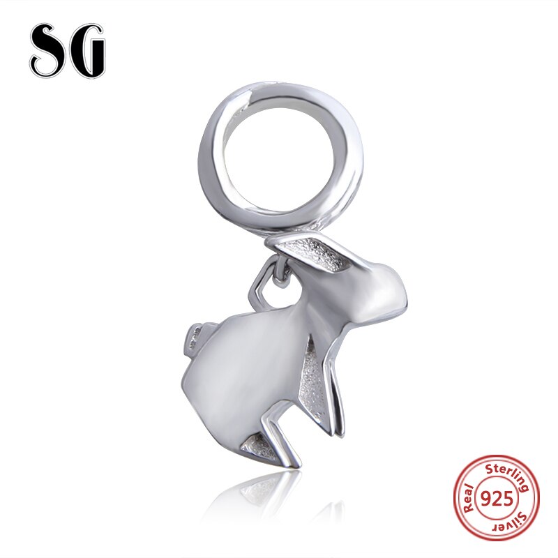 Sg 925 Sterling Zilver Mooie Origami Little Konijn Paard Boot Diy Bedels Hangers Kralen Fit Authentieke Europa Armband Sieraden: D5109