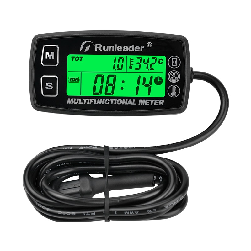 Digital turtallsmåler, motortemperaturmåler, varsling, turtall og temperatur, bakgrunnsbelysning, display for plentraktor, kompressor, generator, snøscooter: Default Title