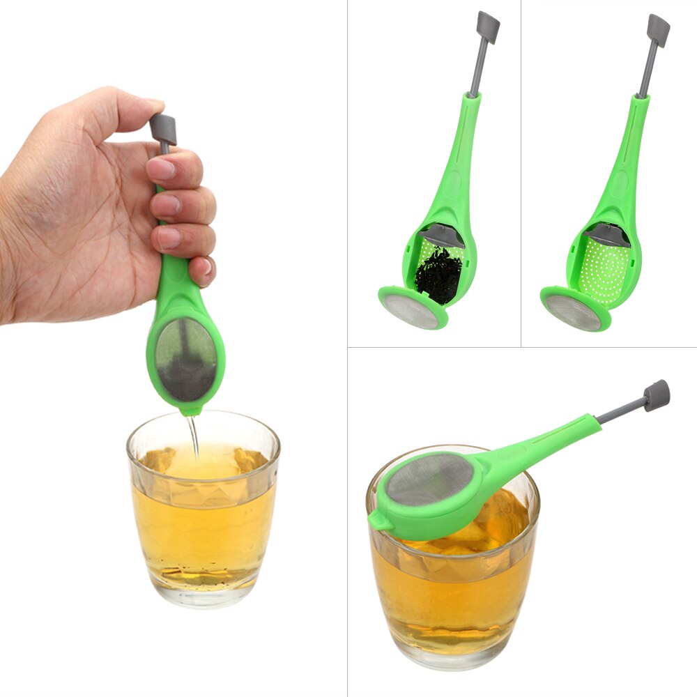 Tea Infuser Built-in Plunger Coffee & Tea Strainer Plastic Measure Swirl Steep Star Press Reusable Tea Bag