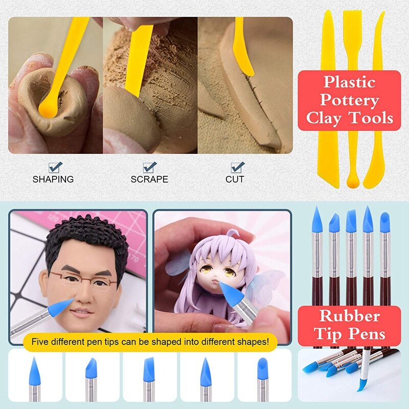Polymer Clay Tools Ceramic Pottery Modeling Clay Sculpting Tools Great for Beginner Clay Sculpting
