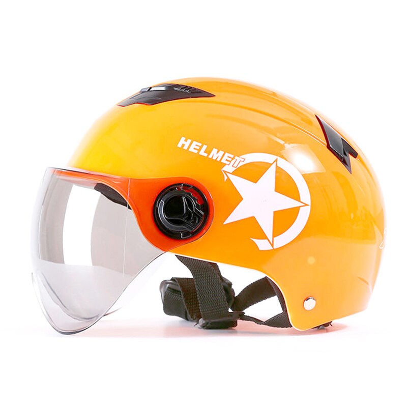 Elektrische Auto Helm Scooter Bike Open Gezicht Half Baseball Cap Anti-Uv Veiligheid Harde Hoed Fietshelm Verstelbare H7J: Geel