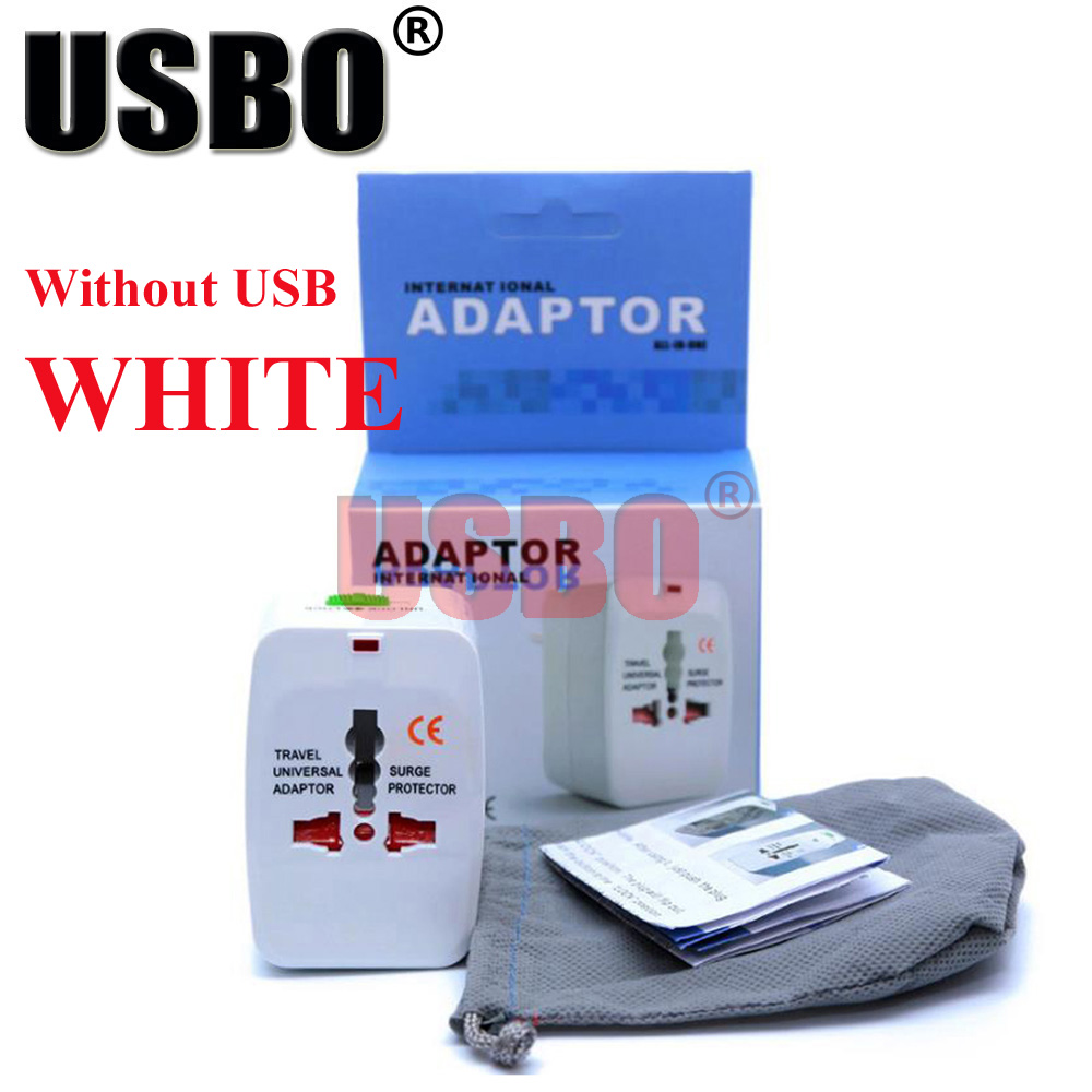 Wit multifunctionele global Universal travel Adapter Plug dubbele Usb-poort AC Power Adapter met AU US UK EU plug socket converter: without USB WHITE