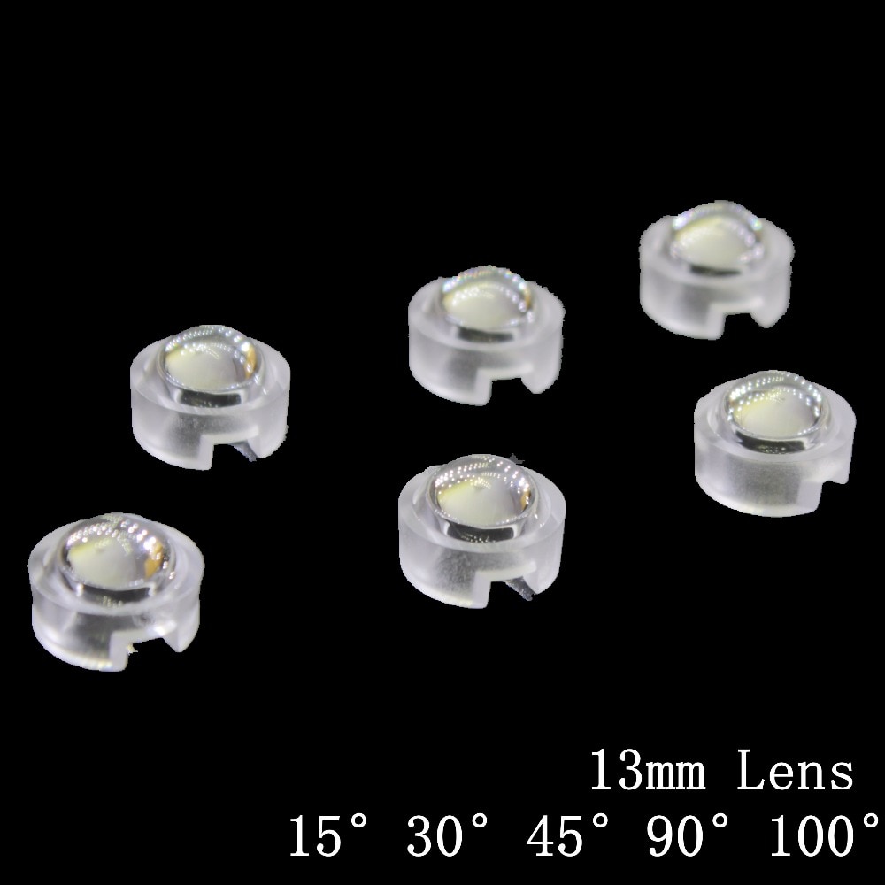 100pcs 13mm IR LED mini Lens 1W 3W 5W 15 30 45 60 90 100 graden Hoeft niet Houder voor IR CCTV LED Bolle Lenzen