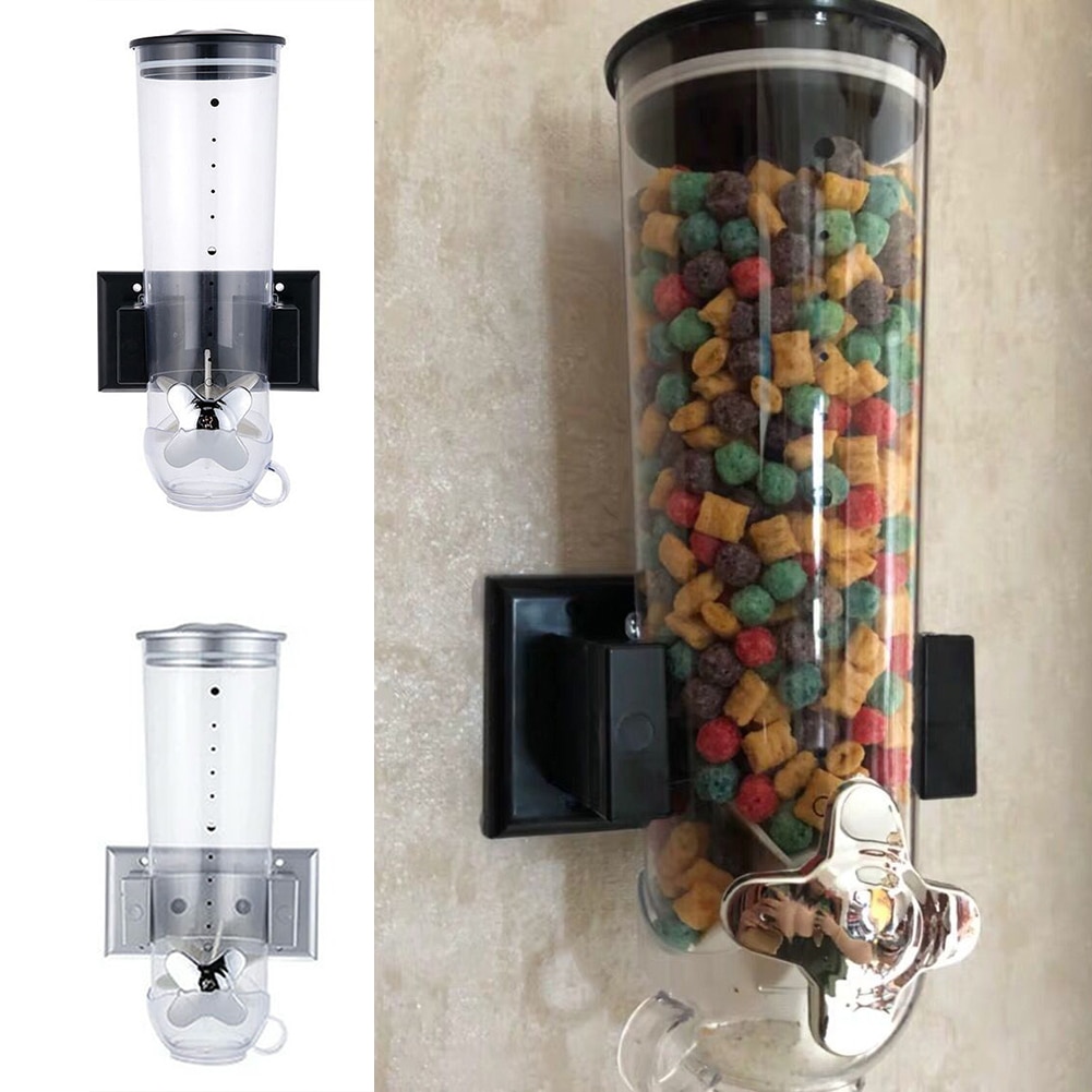 Wall Mounted Dry Food Cereal Dispenser Snack Grain Plastic Storage Container Kitchen FAS6
