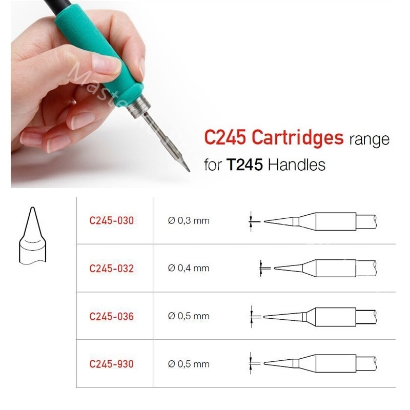 MasterXu Original for JBC C245 Tips C245-945/029/030/034/789 Soldering Iron Curve Sharp Blade Head Set T245 Handle Station A9