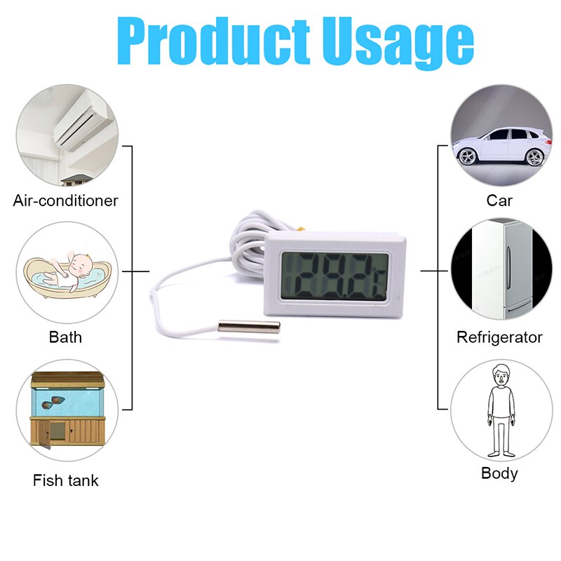 Termómetro Digital LCD higrómetro temperatura humedad medidor con sonda para vehículo terrario para reptiles pescado refrigerador de tanque