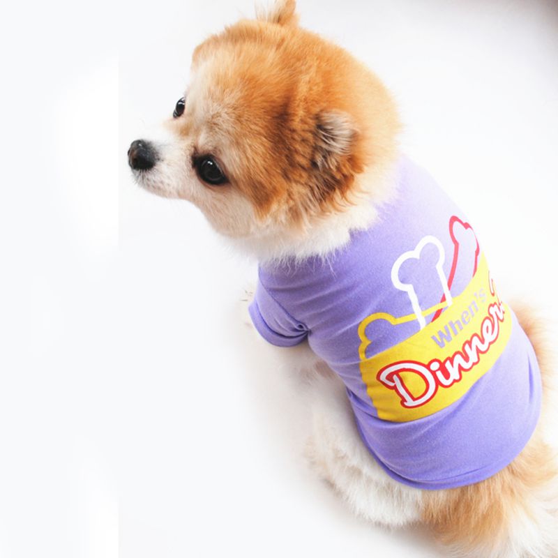 T-shirt manches courtes chien en coton | Printemps et été, coloré, petit format, T-shirt en coton, motif d'os, vêtements pour chiens