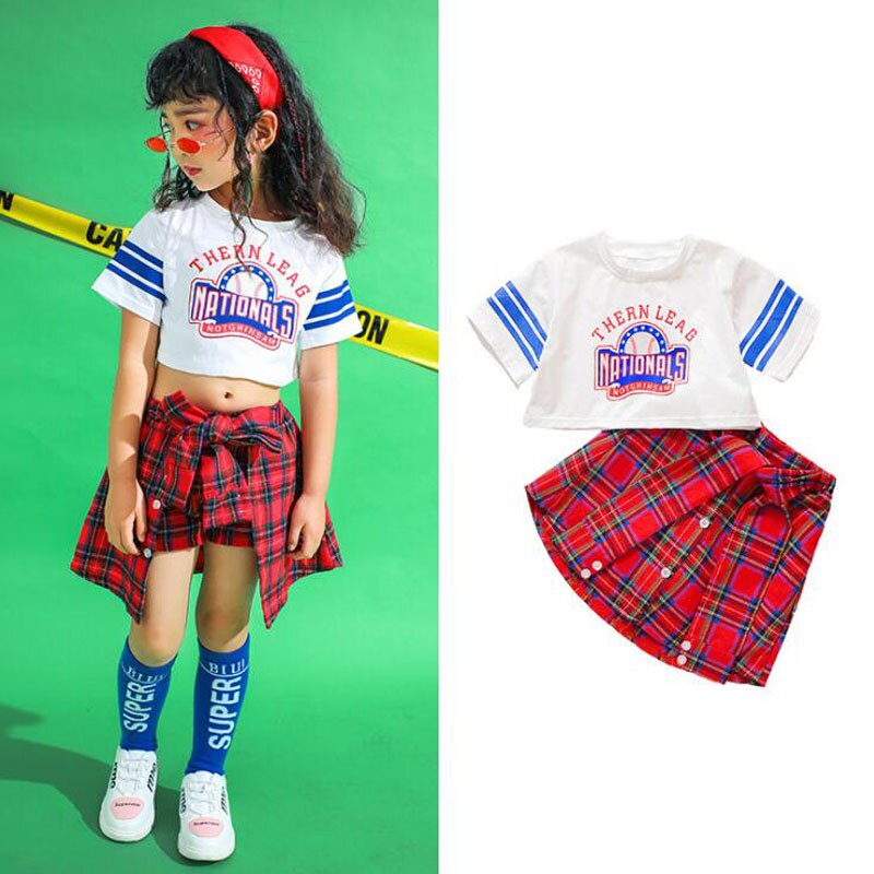Sudadera de salón para niños falda de baile ropa de escenario trajes niñas animadoras Jazz moderno Hip Hop Ropa de baile traje
