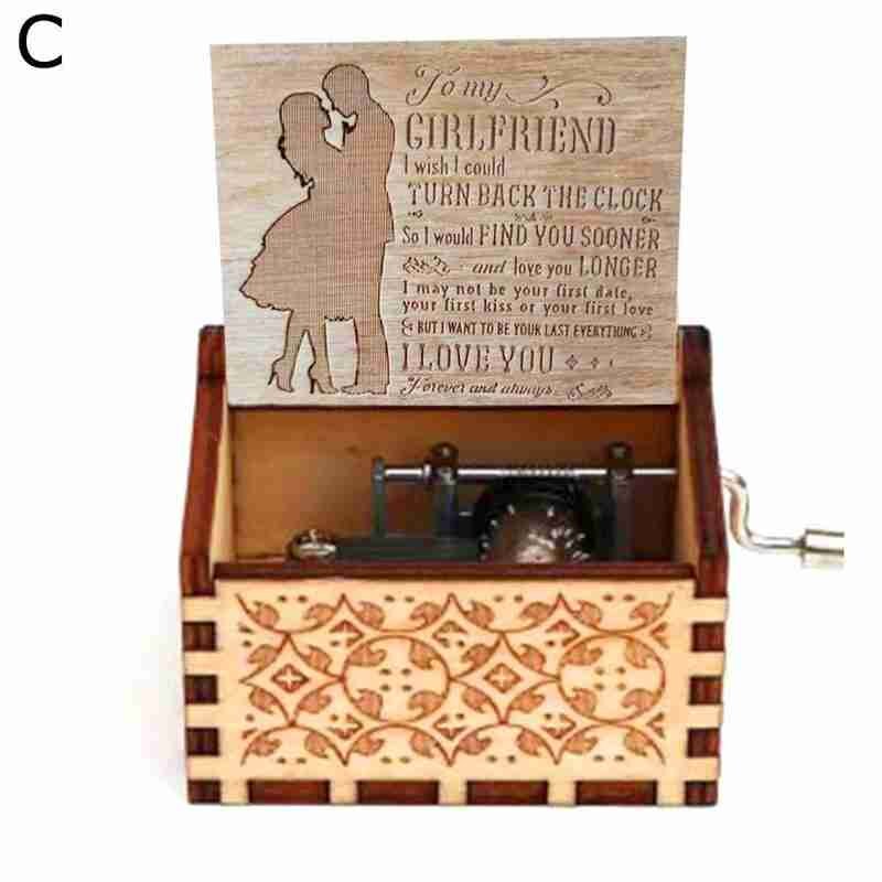 Hand-operated Wooden Music Box, Classical Carving Crafts, Home Decorations L2P3: For girlfriend