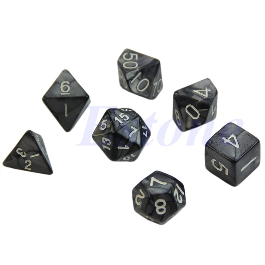 Wit 7Pcs Zijdige Dobbelstenen D4 D6 D8 D10 D12 D20 Dungeons & Dragon D & D Rpg Poly Game set N0HA