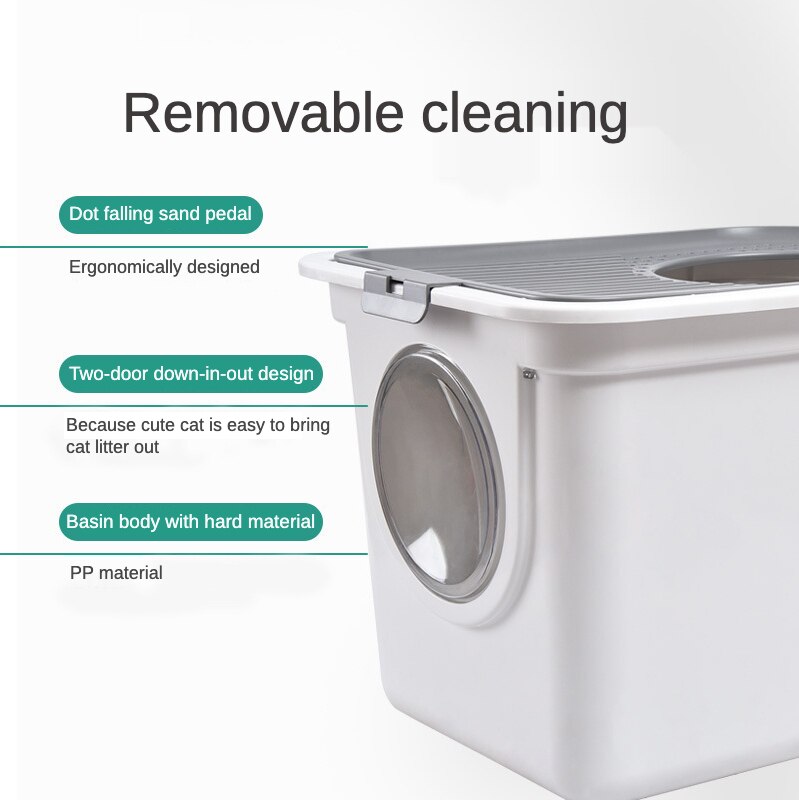 Cerrado completamente Anti-olor Arena de gato caja de baño actualizado Top grande-en la caja de arena con pala para gatos desmontable