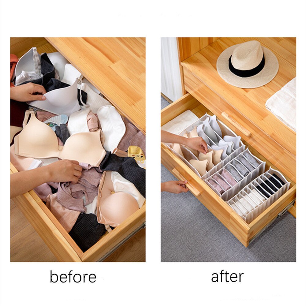 Underwear Storage Box Folding Dormitory Bedroom Wardrobe Finisher Nylon Tie Socks Drawer Organizer Separator Household Supply