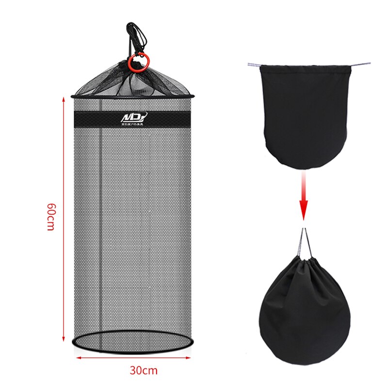 Draagbare Visnet Met Kleine Netje Sneldrogende Vissen Trap Netten Opvouwbare Rivierkreeft Karpervissen Accessoires Tool X467G: 60cm with bag