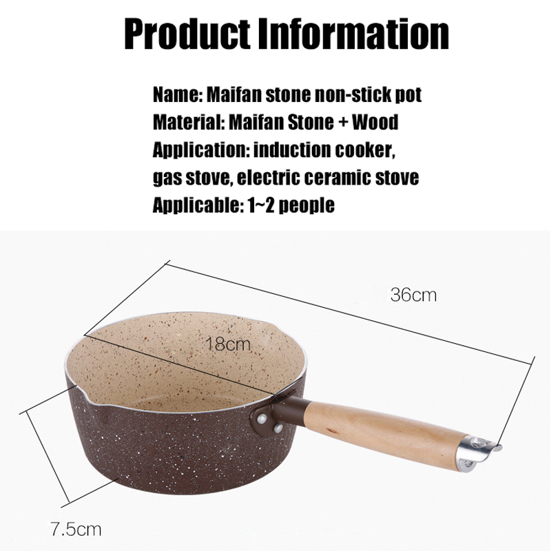 ACEBON 18CM Maifan Stone Noodle Soup Milk Pot Non-stick Cooking Pot Mini Saucepan Stockpot For Gas Stove And Induction Cooker