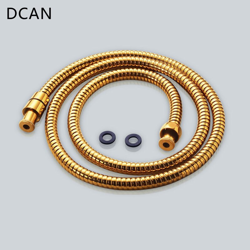 DCAN Sanitair Slangen Badkamer Vervanging Anti-Torsie Douche Slang Dubbele Vergrendeld Flexibele Rvs 1.5 m Goud