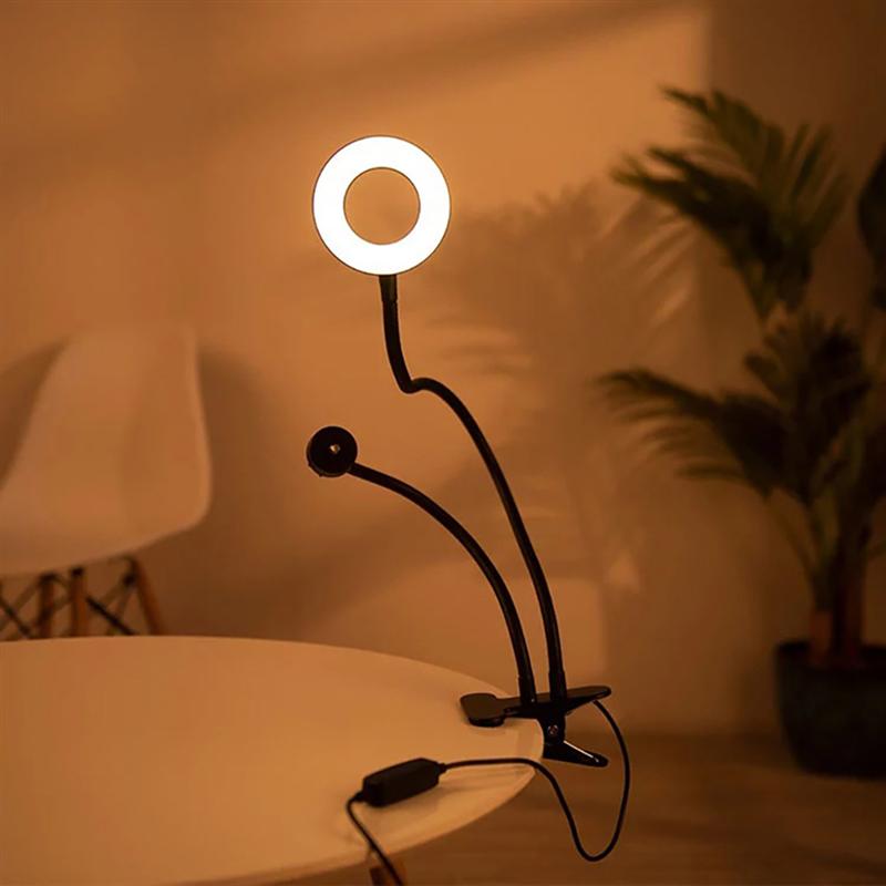 1Pc Tafelblad Metalen Clip Aanvullende Licht Vulling Ring Lamp Selfie Lamp Desktop Slaapzaal Metalen Clip Live Vulling Licht (zwart)