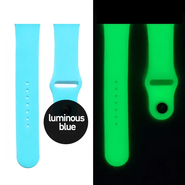 Bracelet lumineux en Silicone pour Apple Watch, Ultra 2, 49mm, 45/41mm, Sport, pour Iwatch 8 7 6 5 4 Se 44mm 42mm 40mm 38mm: XS / 天空蓝