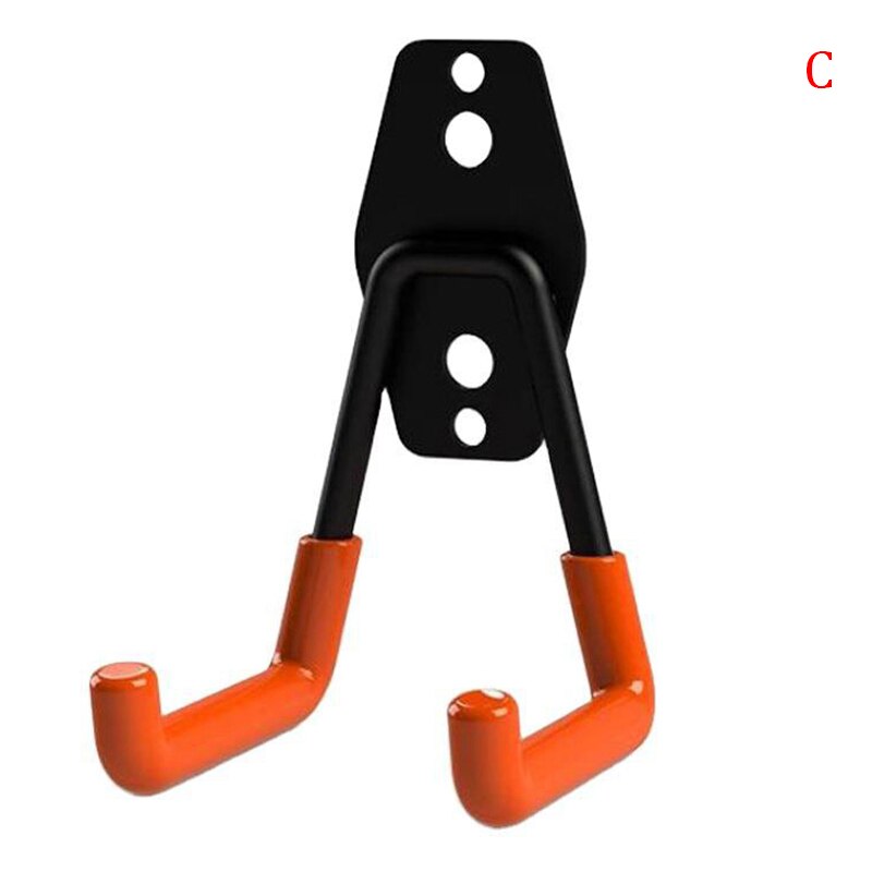 Orange Steel Garage Storage Utility Double Hooks Warehouse Balcony Metal Garden Wall Organizer Hanger 1pc: C