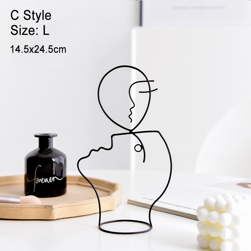 nordisch Schmiedeeisen Ornamente Abstrakte Charakter Skulptur Gesicht Kunst Schmuck Gestell retro Metall Handwerk Linien für Heimat Zimmer Dekor: C-Größe L