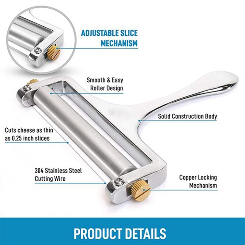 Kaasschaaf, Kaasschaaf Met Verstelbare, met Draad Voor Zachte En Semi-Hard Kaas-Inclusief 1 Vervangbare Snijden Draad